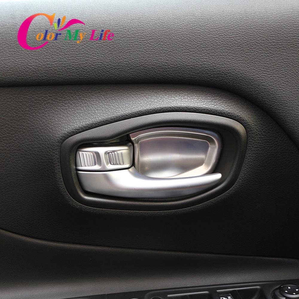 Color My Life 4Pcs/Set Stainless Steel Inner Door Bowl Protection Sequins Cover for Jeep Renegade 2015 - 2022