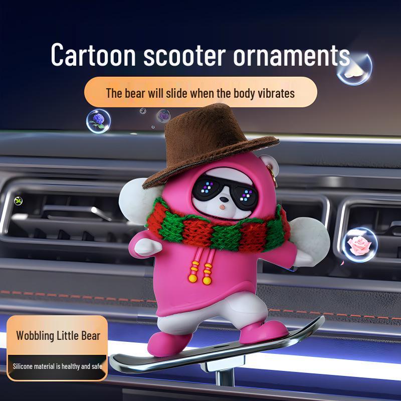 Cross-Border Skateboard Bear Ornament: Creative Floating Bear for Car Interiors