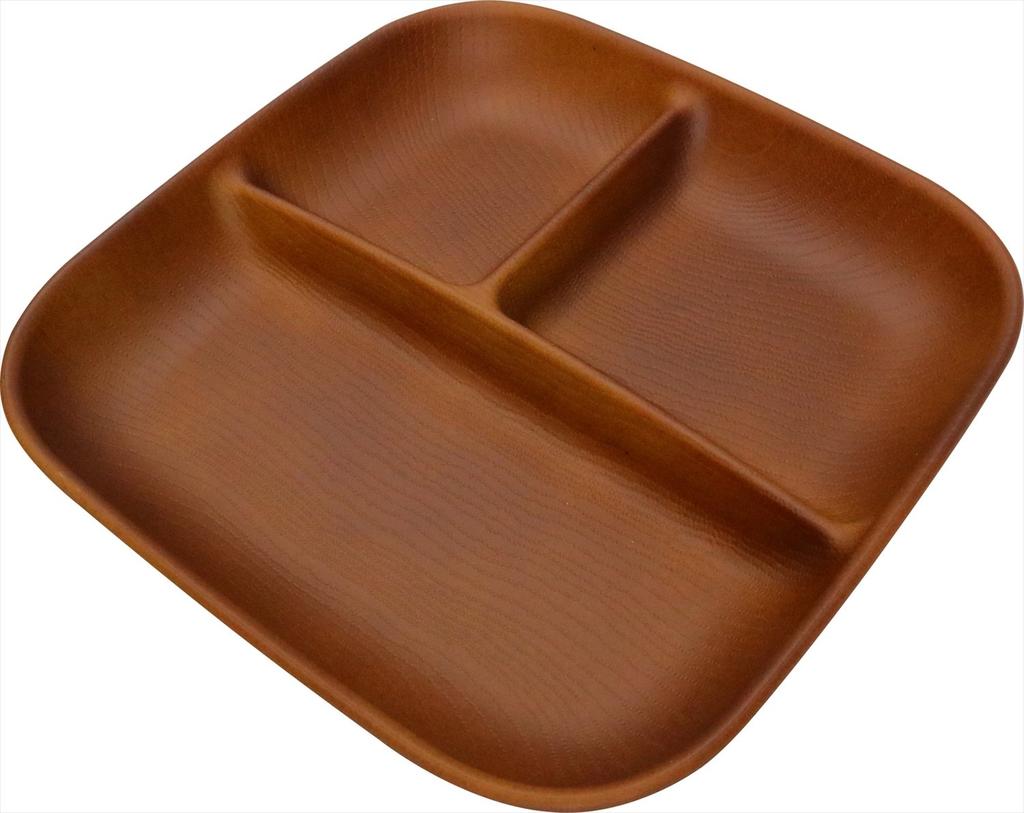 Showa Square Lunch Wood Grain Light Microwave and Dishwasher NH Made in Outdoor 70942 Plate, Large, Resin, Brown, Safe, home, Japan, Lightweight,