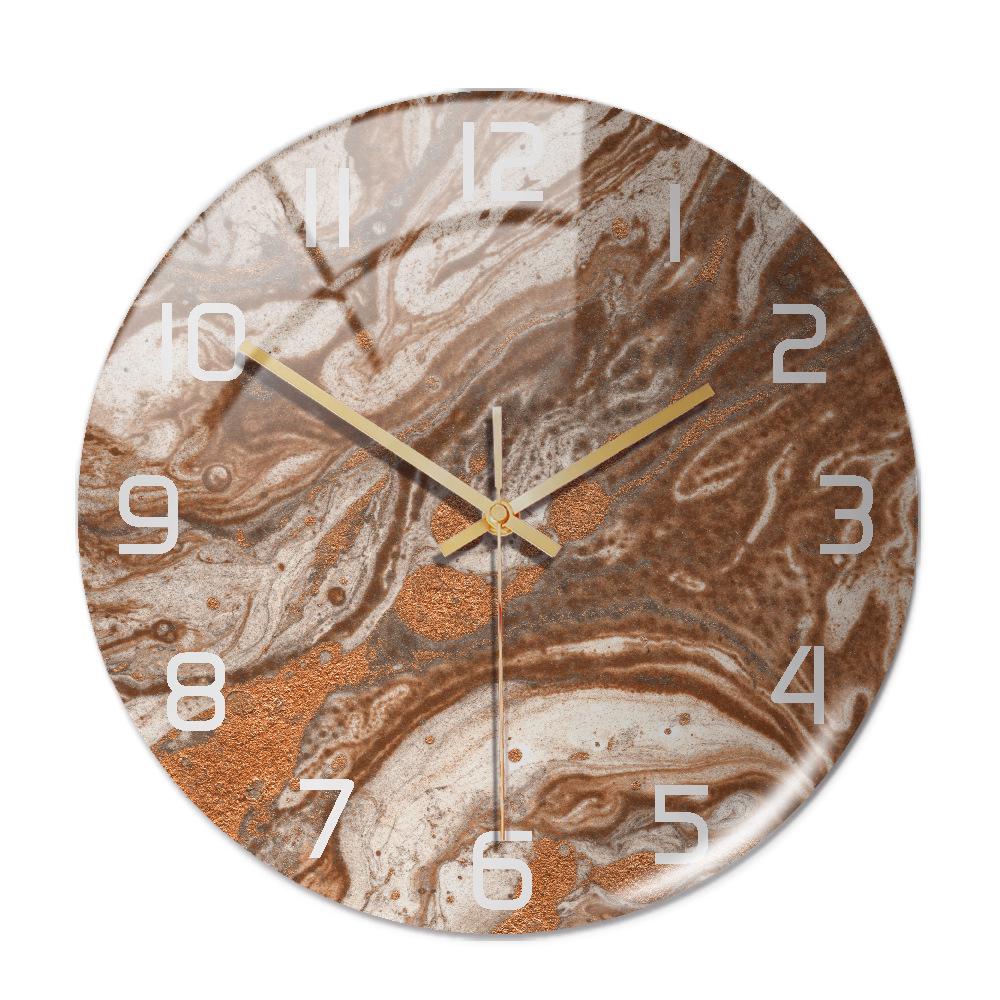 CC127-142 Luxurious Round Marble Wall Clock, 3D Creative Acrylic Design for Home Decor