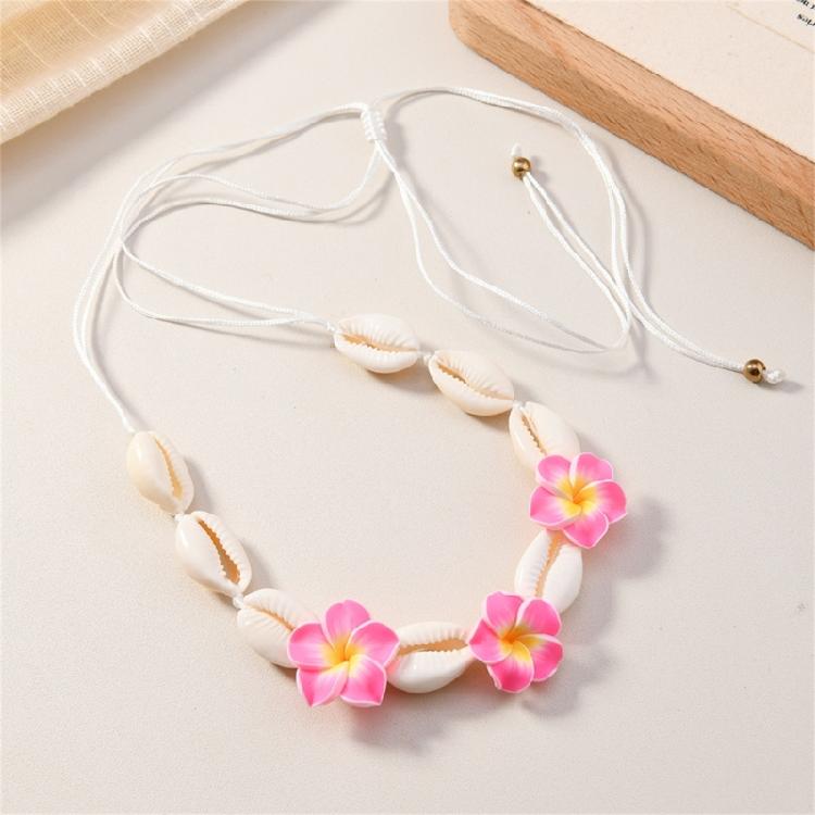 Handmade Ceramic Floral Shell Necklace Intricate Petal Designs Everyday Jewelry Accessory