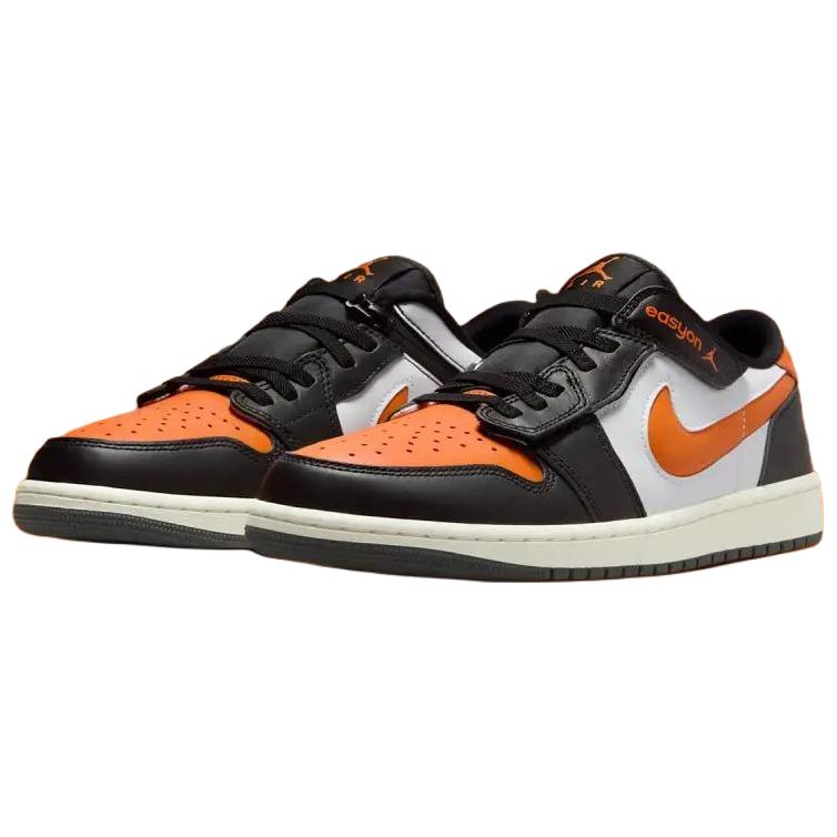 Jordan Air Jordan 1 Slip Resistant Abrasion Resistant Low Top Vintage Basketball Shoes Men's Black Orange DM1206-081
