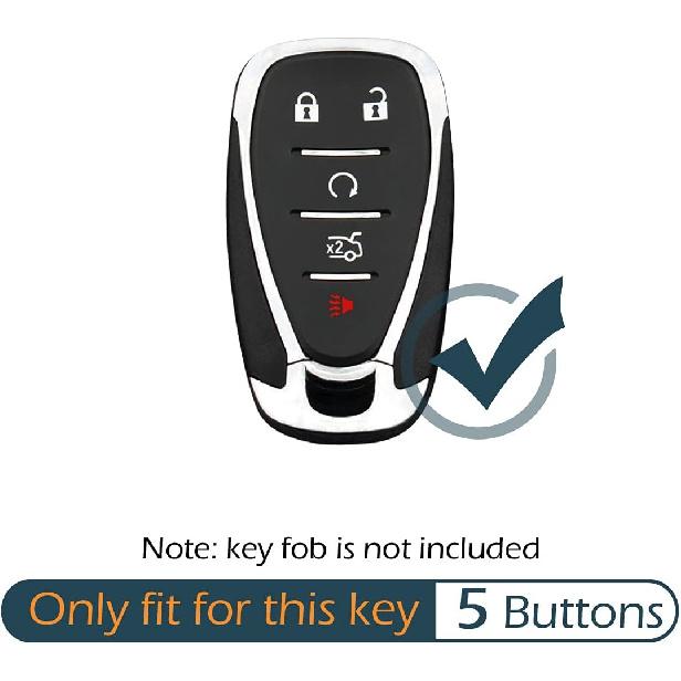 GFDesign 2 Pcs Silicone 5 Buttons Key Fob Cover Remote Case Keyless Protector Compatible with 2016- Chevrolet Chevy Malibu Camaro Cruze Equinox Sonic
