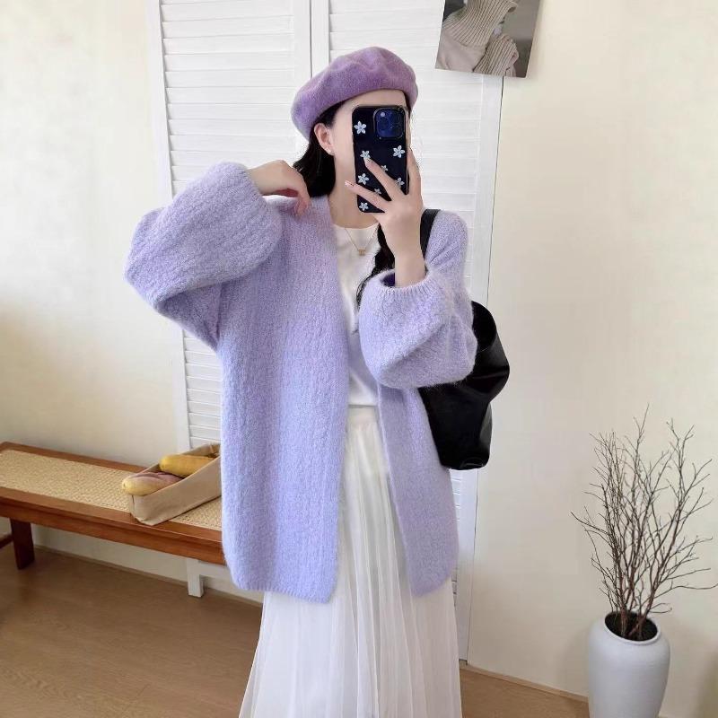 Retro high-end lazy wind knitted cardigan autumn new loose and versatile temperament sweater jacket