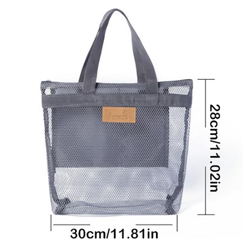 Mesh Bag Large Capacity Reusable Kids Toys Storage Bags Beach Bag Women Makeup Organizer Shopping Handbag Swimming Wash Bag