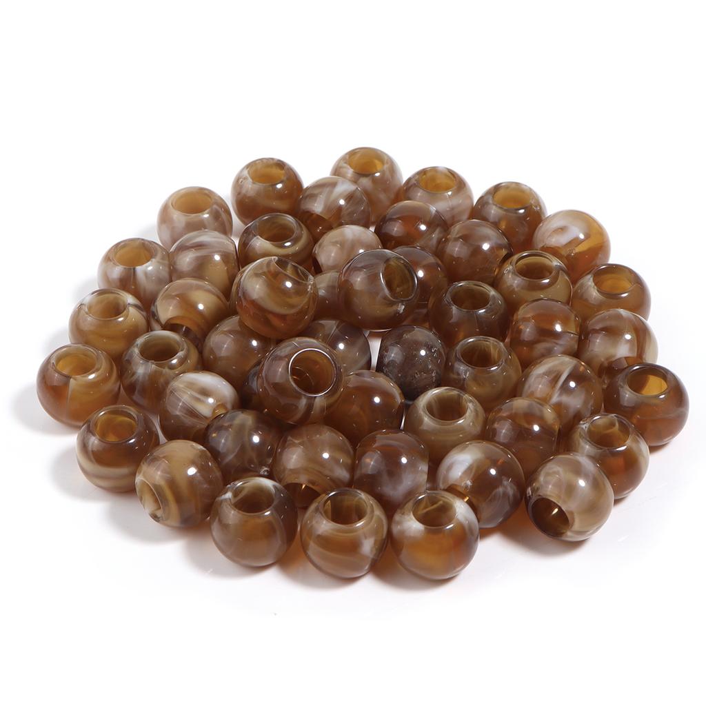 50pcs Dual Color Imitation Jade Acrylic Beads Round Large Hole Beads Loose Spacer Beads For Jewelry Making DIY Keychain Bracelet
