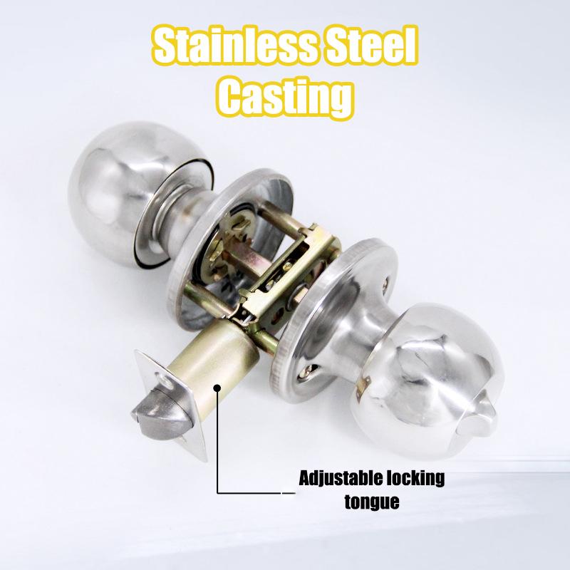 ZEXEF Door Handle Knobs Spherical Lock Indoor Bedroom Door Ball Lock Stainless Steel Universal Locks Accessories with Keys