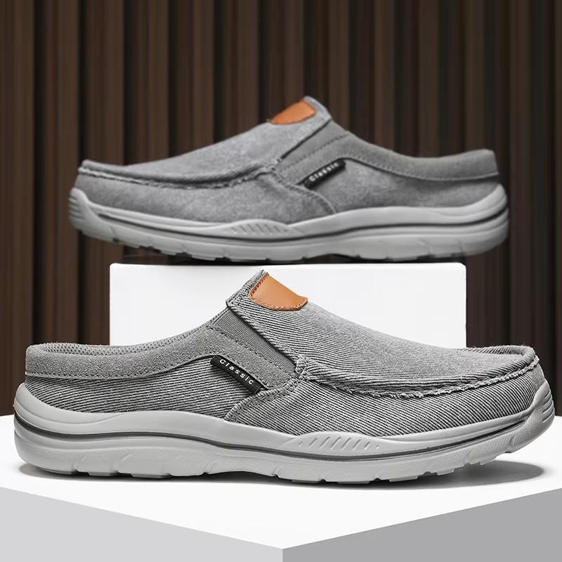 Men's Canvas Slippers Outdoor Anti-slip Casual Slippers Fashi Lightweight Half Slippers Comfortable Walking Men's Shoes
