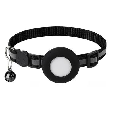Katzenhalsband Reflektierendes Nylonhalsband Sicherheitsverschluss Abnehmbare Glocke GPS Haustierortung Positionierungshalsband