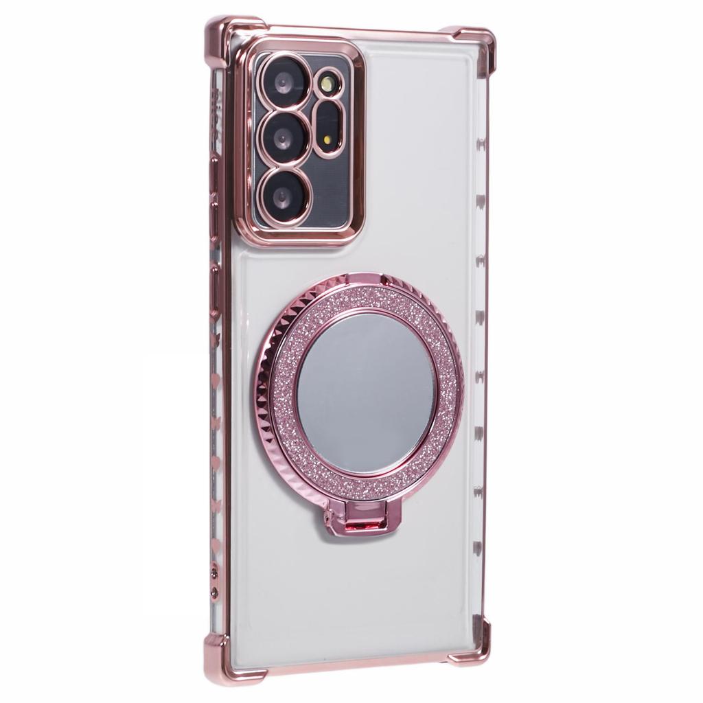 For Samsung Galaxy Note20 Ultra/Note20 Ultra 5G Case Electroplating TPU Cover with Kickstand Mirror
