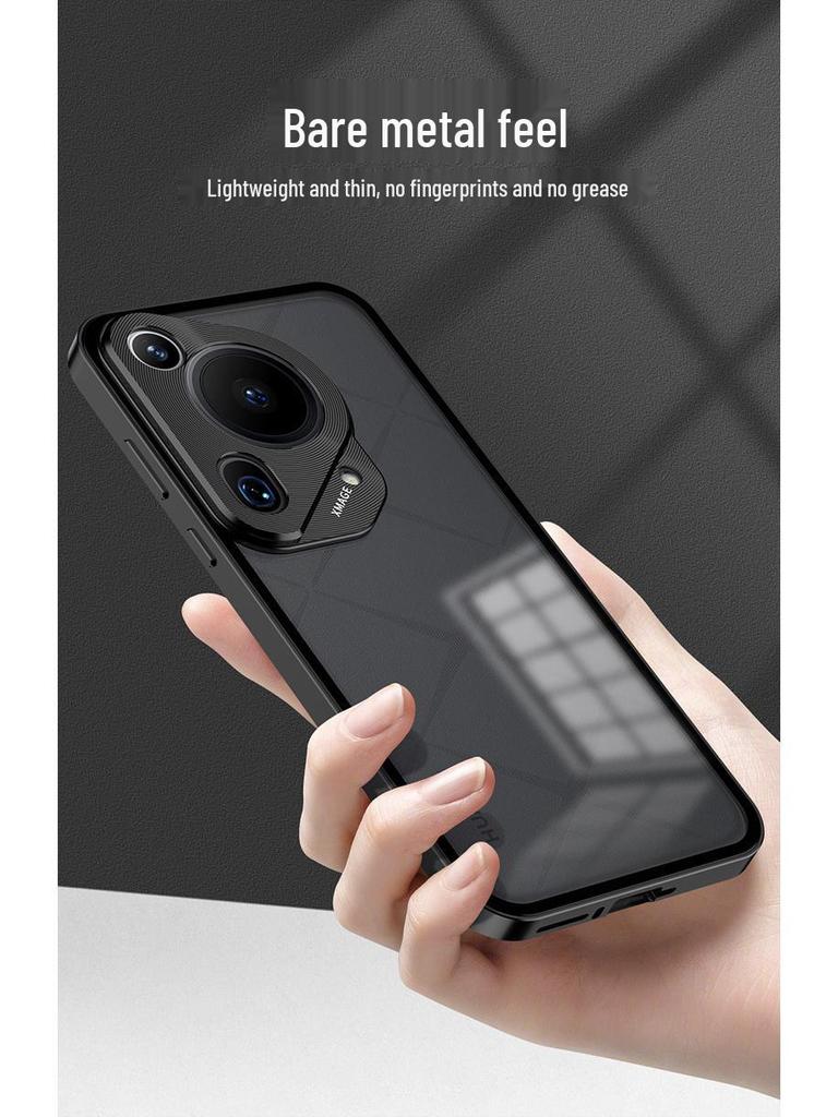 Huawei Pura70 Pro Metal Frame Frosted Snap-Button P60 Back Panel Phone Case for P80 Ultra