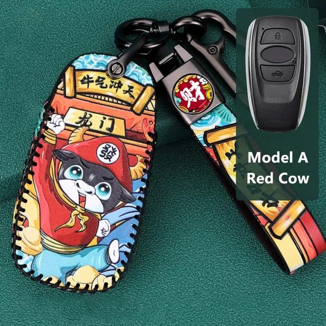 

Leather Key Case Remote Cover for Subaru Impreza Forester XV WRX STI Legacy BRZ Outback Keychain Holder Shell Car Accessories key case for Subaru