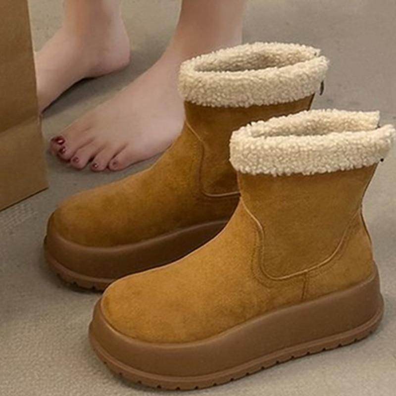 

Осенне-зимняя обувь. Зимние ботинки на толстой подошве. Женские бархатные нескользящие короткие ботинки на шнуровке. 40 коричневый