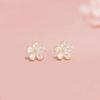 Cherry Blossoms Earrings Ladies Popularity Compatible with Metal Allergies Zirconia Flower Stud Leave It On Gold Celebration Day Birthday Wedding
