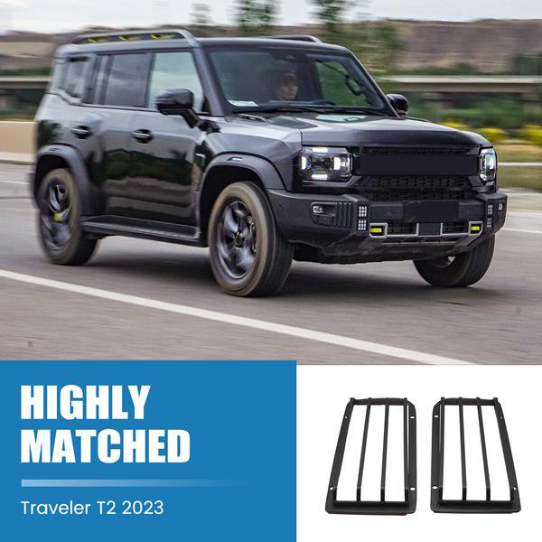 Rear Bumper Light Covers, Front Fog Light Covers, and Taillight Protectors for Jetour Travelers (Models 23-24) - 1 Pair.