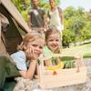 Wooden Folding Picnic Basket Table Outdoor Portable 2 in 1 Vintage with Wine Glass Holder