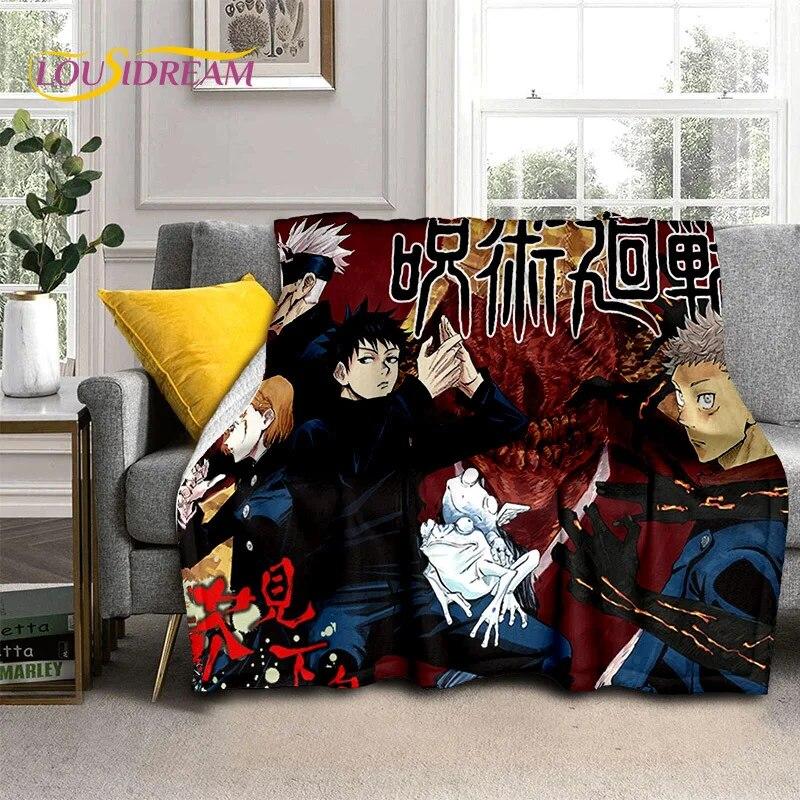 Anime Jujutsu Kaisen Itadori Yuji 3D Blanket,Soft Throw Blanket for Home Bedroom Bed Sofa Picnic Travel Office Cover Blanket Kid
