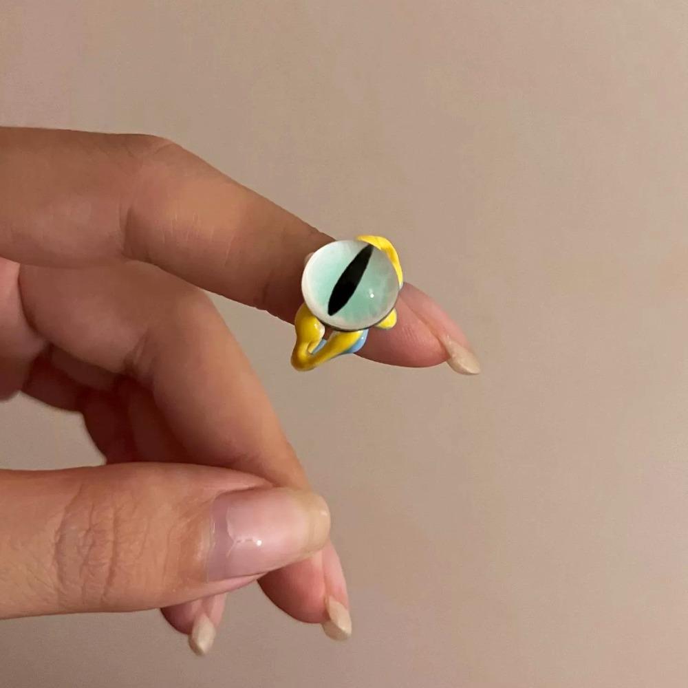 

Creative Geometric Demon Eye Ring Y2K Retro Exaggerated Ring Minority Design Jewelry Accessories Macaron Color Ring Friends