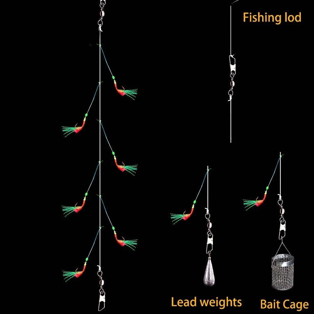 Hook Wire Fishing Sabiki Rigs Fishing String Hooks Artificial Fishing Lures Fishskin Skirt Lure