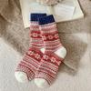 Calcetines de Lana Gruesa con Forro de Forro Polar para Mujer - Diseño de Copo de Nieve Fair Isle