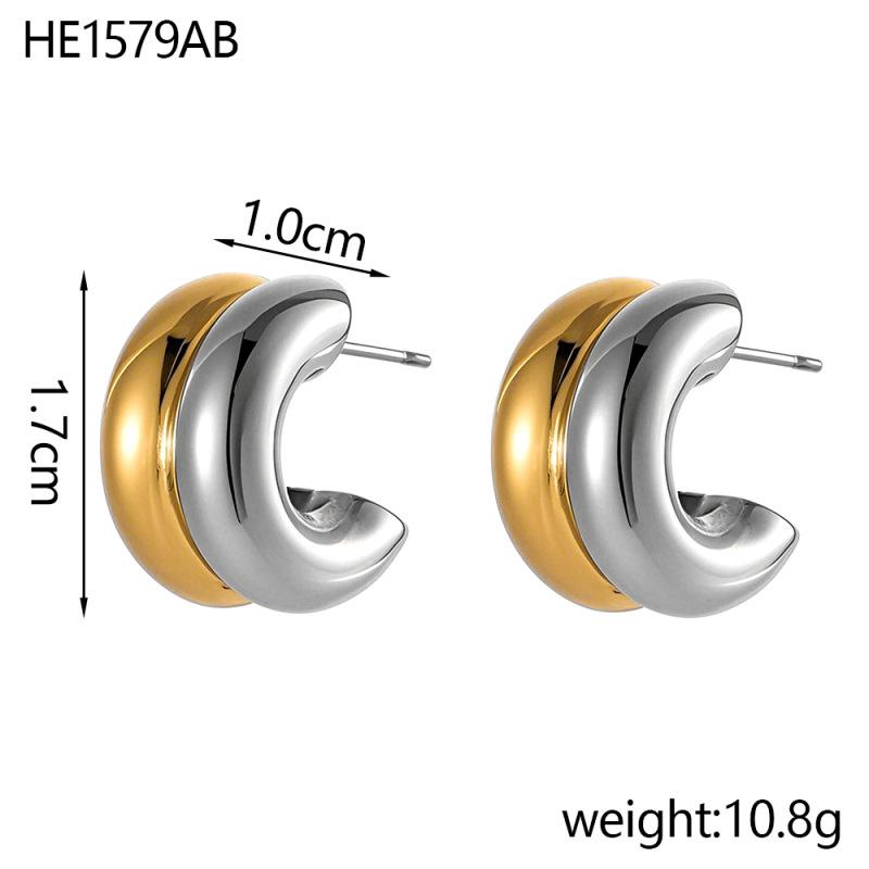 INSSGG Premium Gold & Silver C-Shape Double Layer Earrings - Elegant European & American Style Light Luxury Niche Accessories