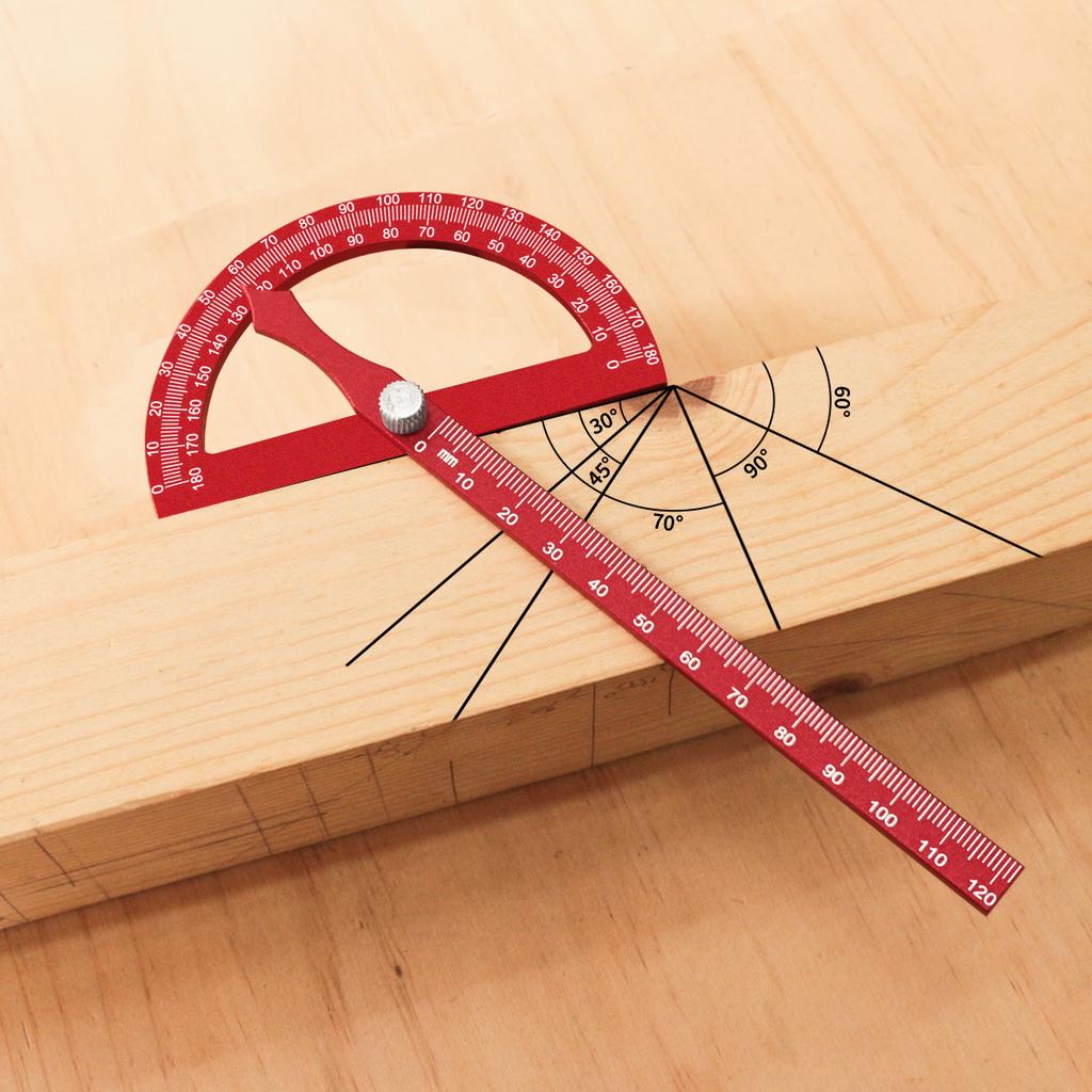 Aluminum Alloy Protractor Angle Marking Ruler, Multifunctional Protractor Woodworking Ruler for High-precision Angle Measurement