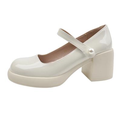 Chaussures Mary Jane Mode Femme Printemps et Automne 2024 Nouvelle Mode Polyvalente Style Occidental Talons Hauts Bout Rond Rétro Chaussures Simples