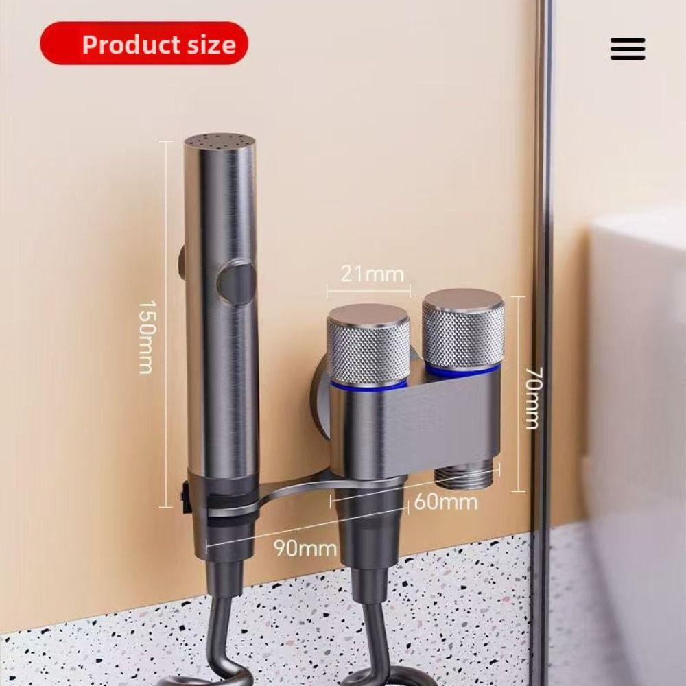 Stainless Steel Material Handheld Bidet Sprayer Double Outlet Hand-held Design Toilet Cleaning Bidet Sprayer Pressurized Spray