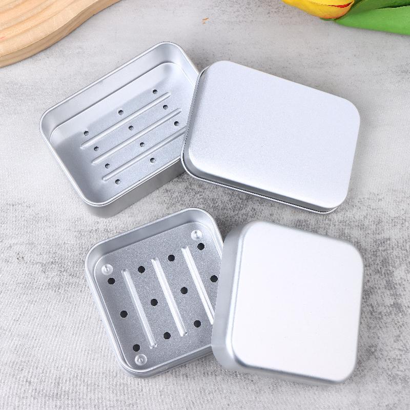 Square Aluminum Soap Dish Soap Box With Lid Aluminum Soap Holder Travel Soap Travel Soap Tray Container For Dish Home Bathrooms