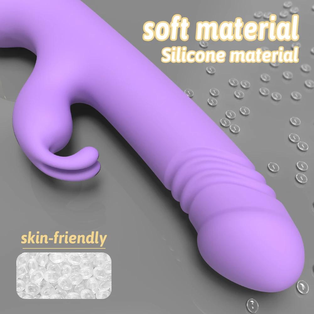 2 in 1 Thrusting Rabbit Vibrator Sex Toy for Women G-spot Clit Clitoris Stimulator Powerful Silicone Sexy Toys Female Adults Goods