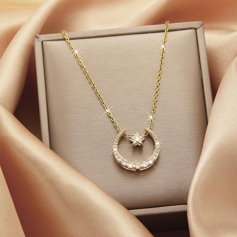 Luxury Shiny Stainless Steel 18k Gold Zircon Heart Butterfly Pendant Necklace Women Boutique Pearl Flower Leaf Necklace for Gift