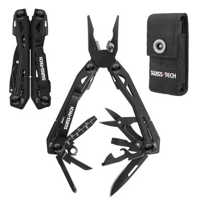Outdoor mit Verriegelungsflaschen- und Dosenöffner und Schraubendreher für Notfälle Ideal für Outdoor und Angeln SWISS+TECH 16-in-1 Mehrfachzange, Multi-Tool-Funktion,