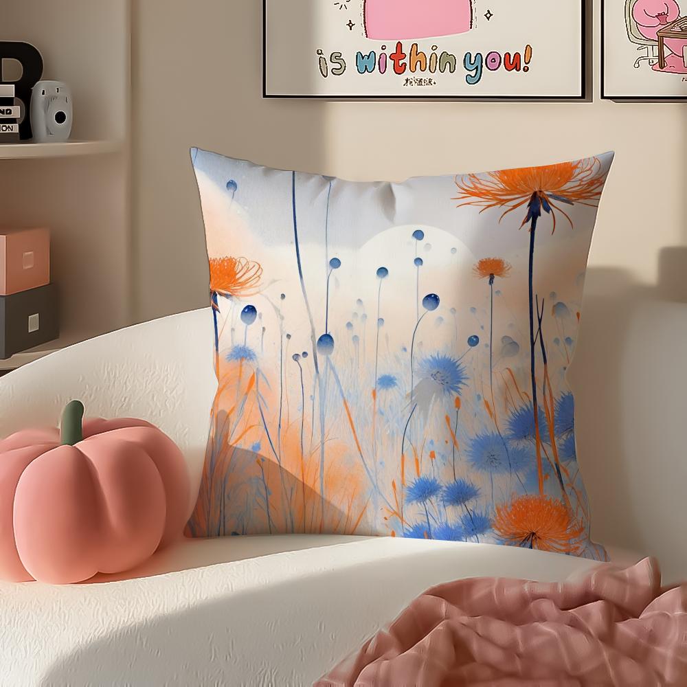 Delicate Floral Symbol CCornflower Cushion Cover Pillowcase Short Plush Invisible zipper Room Sofa Cushion Cover