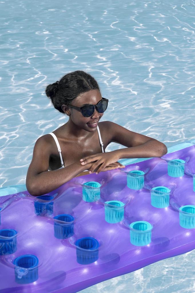 Bestway Rangs 175 x 63cm Summer Color Deluxe Floating Mat Purple 43015 (Sea, Pool, Lounge)