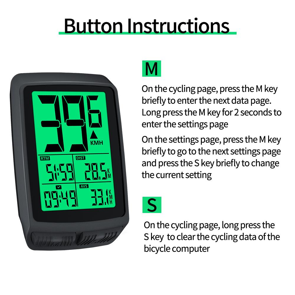 Ultra-Long Standby Replaceable Battery Wireless Bike Computer Speedometer Odometer Stopwatch With Auto Backlight Stand