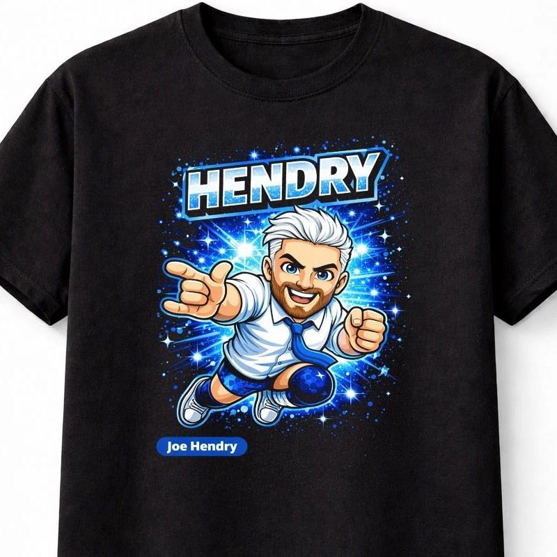 Joe Hendry Cartoon Wrestler TShirt Say His Name I Believe Unisex Adults Kids S