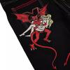 Unisex Streetwear Mens Womens Jeans Hip Hop Demon Devil Pattern Embroidered Trousers Harajuku Casual Straight Baggy Jeans Shorts