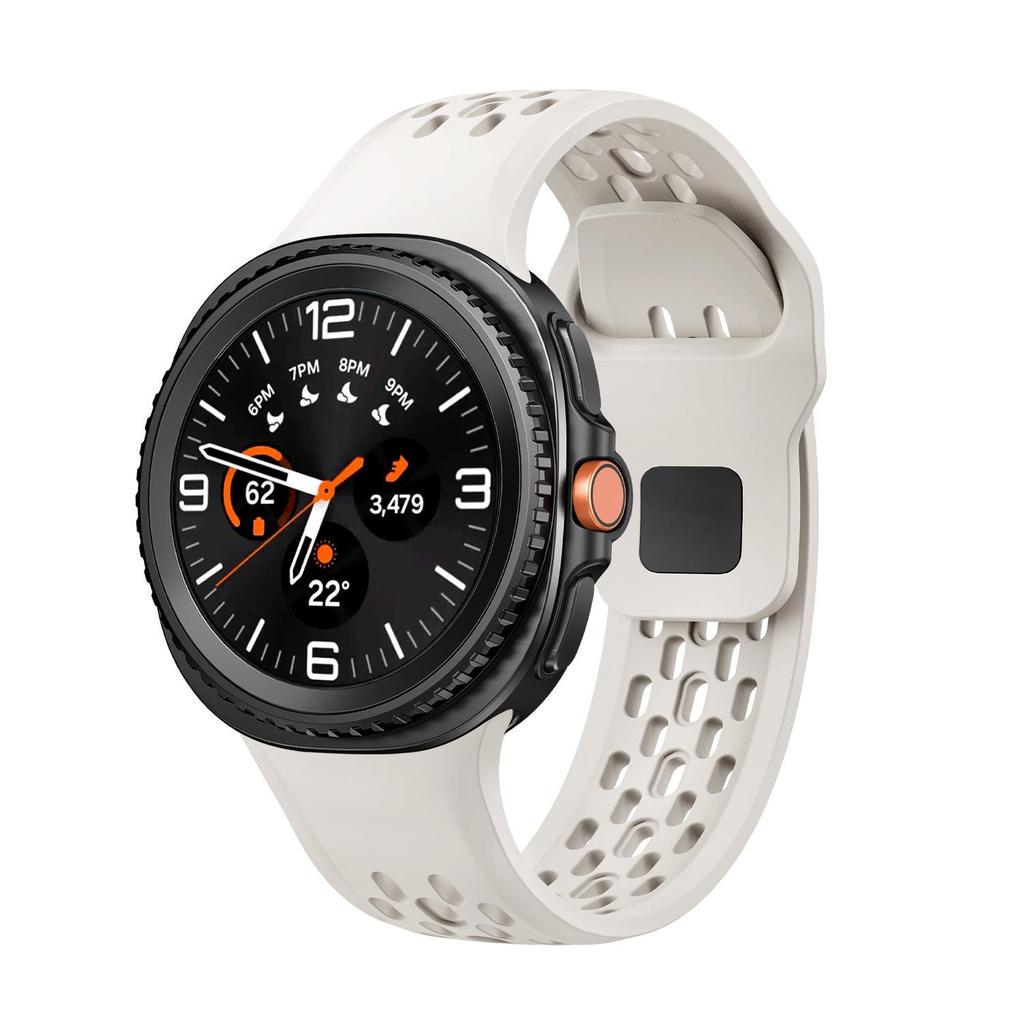 Compatible Black Perforated Silicone Strap for Samsung Galaxy Watch8/8 Classic