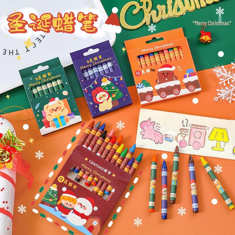 Children's Christmas Art Set: 8-Color Crayons & 12-Color Oil Pastels for Graffiti Drawing