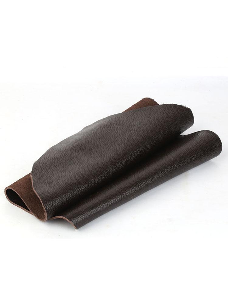 Coffee color 1.5mm thick leather head layer cowhide leather material genuine leather lychee pattern dark brown sofa headboard ta