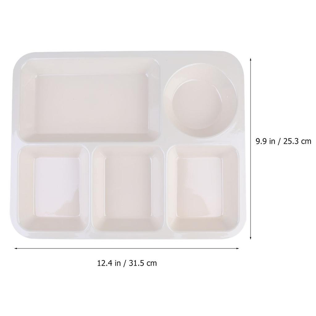 Anti-Fall Plastic Separating Dish Divided Compartments Plate for Fruits Steak Breakfast Family Restaurant Dessert Shop White