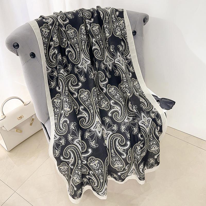 Creative elegance cotton and linen scarf femininity high sense abstract style printing with shawl