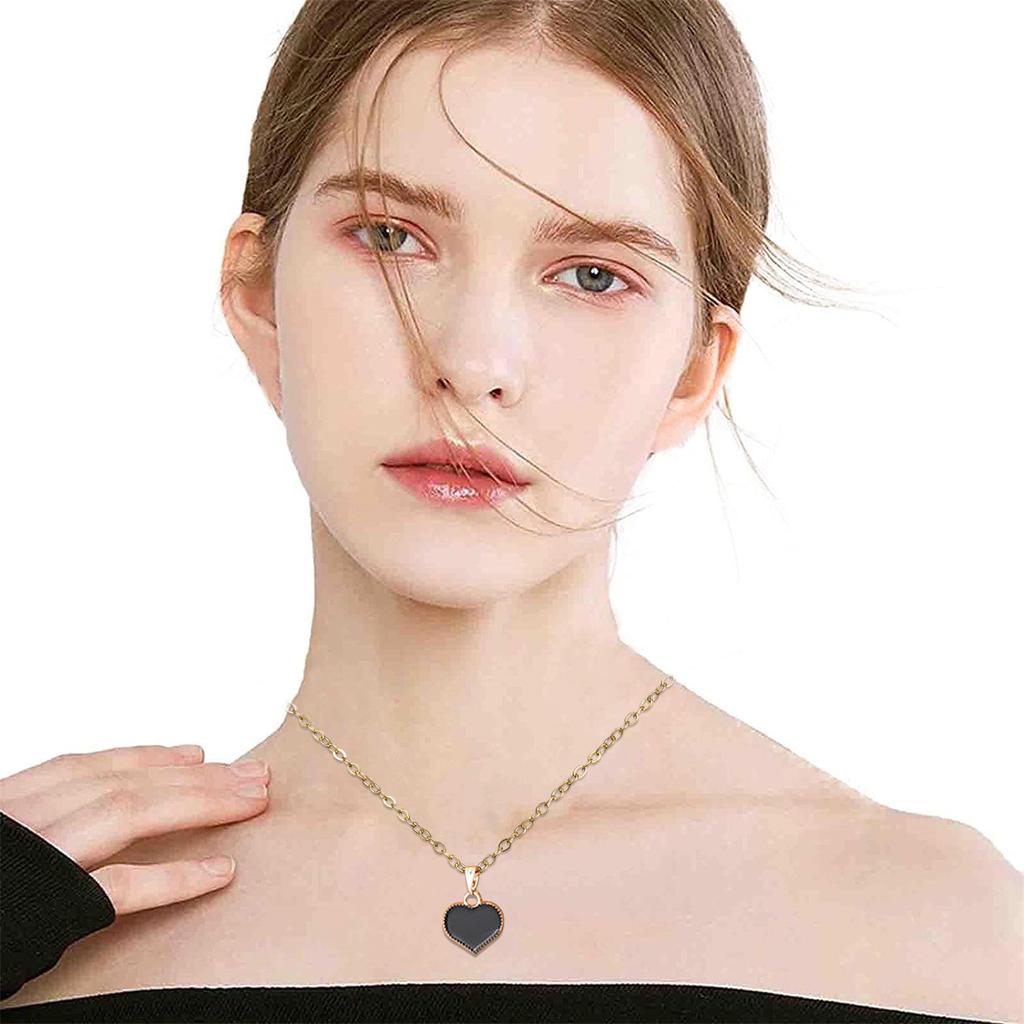 Card Necklace Color Glazed Love Peach Heart Pendant Alloy Clavicle Chain