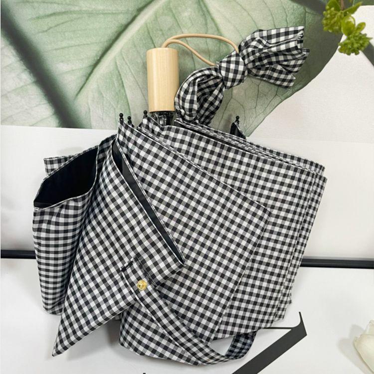 New plaid three-fold vinyl umbrella sunscreen UV protection sun umbrella personalized sunshade umbrella