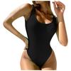 Women's High Waist Plus Size One Piece Swimsuit Textured Fabric Ribbed Design Stretchy Fit Slimming Swimwear