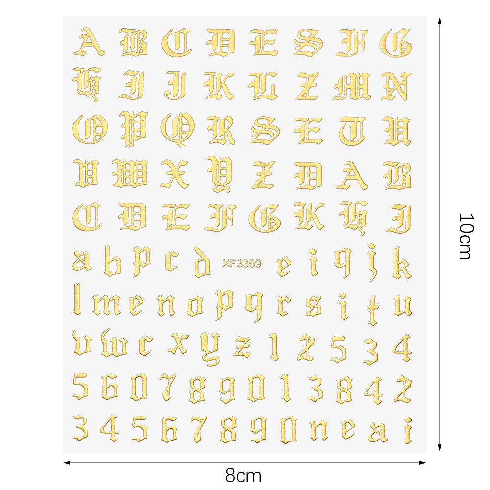 3D Adhesive-Backed Letter Manicure Decorative Sticker Fluorescent Yellow-Green Self-Adhesive Plastic Self-Adhesive Nail Sticker Nude