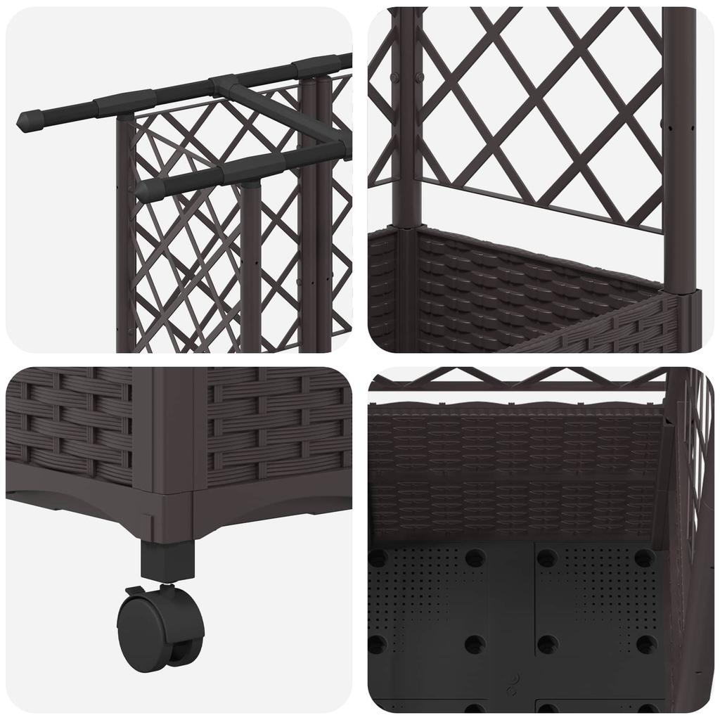 Raised Garden Bed with Trellis and Roof Brown 124 X 40 X 142 Cm PP
