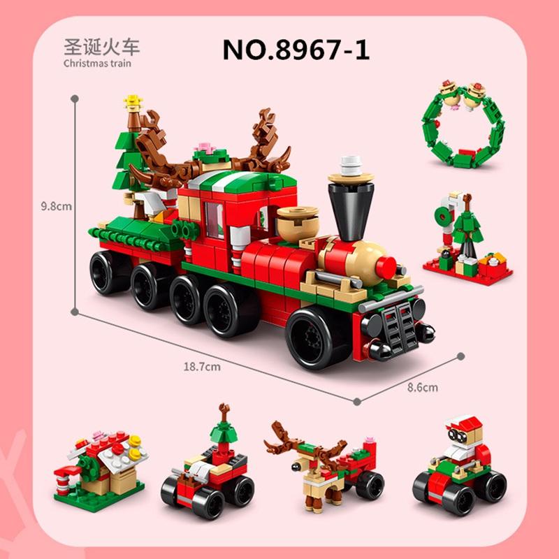 6 în 1 set de blocuri de construcții creative din seria de Crăciun, Kawaii, satul de iarnă, mini model de casă DIY, cărămizi, jucării pentru copii