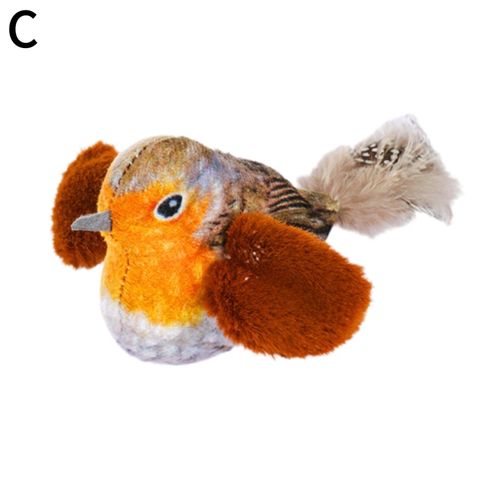 Simulation Bird Interactive Cat Toy Plush Sound Cat Toy Feather Bird Cat Chew Bite Plush Toys Cat Supplies