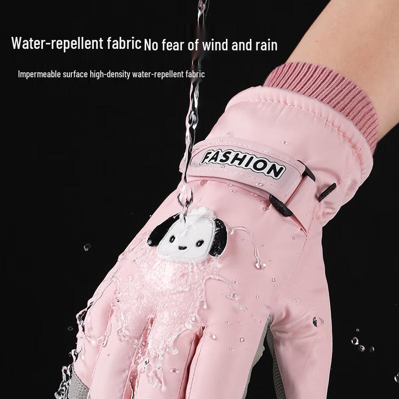 Women's Cartoon Puppy Fleece-lined Winter Gloves